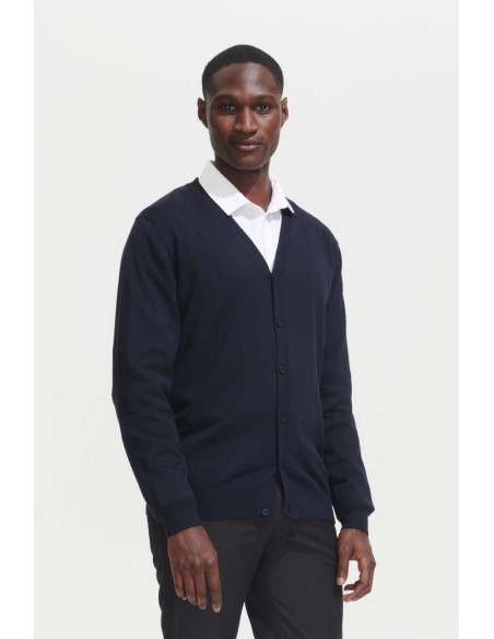 SOL-90011-Mens Golden V-Neck Knitted Cardigan 2